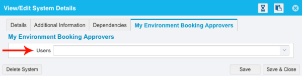 My Environment Bookings Approvers red arrow